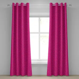 Ярко-розовая штора на люверсах ABAKUHAUS, симметричный рисунок с белыми звездами, девичий узор, красивая ретро-плитка для вечеринки, декоративные двухпанельные шторы, 280 см x 245 см, розово-белый цвет Abakuhaus