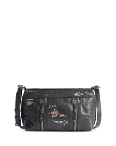 Сумка через плечо из винтажной лакированной кожи с рисунком «солнечное настроение» от Humberto Cruz. Zadig & Voltaire, серый