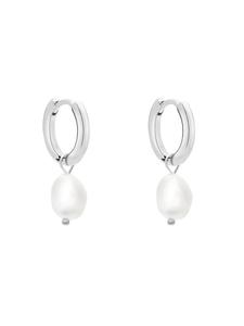 s.Oliver Серьги-кольца из нержавеющей стали с декоративной жемчужиной серебристого цвета