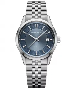 Мужские автоматические часы Freelancer с синим циферблатом на стальном браслете, 38 мм Raymond Weil