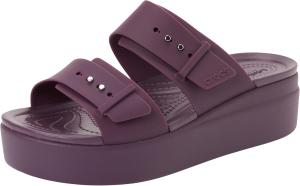 Женские ботильоны Crocs Brooklyn с низким клином и пряжкой, Plush Plum