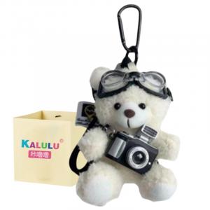 Плюшевый брелок-кукла с камерой и медвежонком в свитере, очки для дайвинга, плюшевый кулон, высота 11см Click, белый/черный