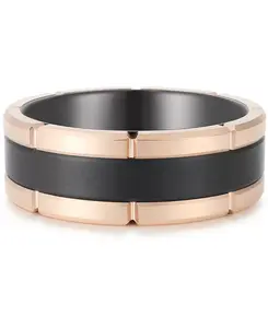 Мужской двухцветный браслет с насечками из тантала с ионным покрытием розового и черного цветов Macy'S, black