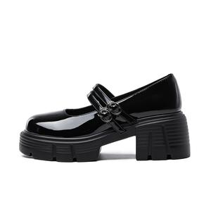KEKAFU Туфли Мэри Джейн на массивном каблуке 6,8 см, женские, черные