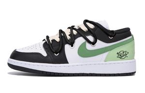 Air 1 Противоскользящие Износостойкие Низкие Винтажные Баскетбольные Кроссовки Мужские Черные Зеленые Jordan