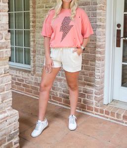 Льняные шорты цвета овсянки Umgee, Oatmeal