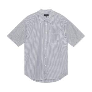 Рубашка Stussy 8 Ball Stripe Boxy Short-Sleeve Shirt, темно-синий