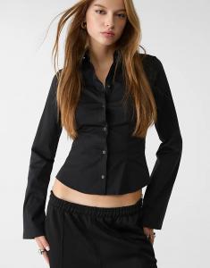 Рубашка Stradivarius с рукавами черного цвета