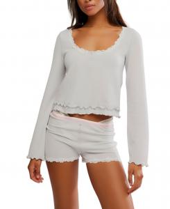 Женский комплект для весенних каникул: топ и шорты с оборками, 2 предмета Free People, Grey Heather