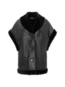 Кожаное пальто с короткими рукавами Made For Generations WOLFIE FURS, черный