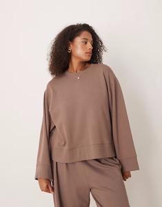 Топ свободного кроя с круглым вырезом Curve в темно-сером цвете Asos Curve