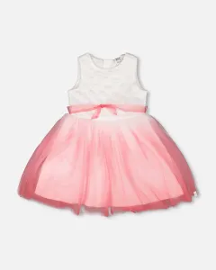 Платье из двух материалов, плиссированная сетка, белое и розовое Deux Par Deux