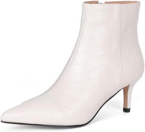 Женские ботильоны TinaCus с острым носком, из натуральной кожи, ручной работы, с боковой молнией, на средних каблуках-стилетто, элегантные, White