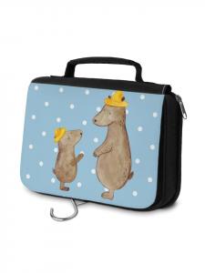 Mr. & Mrs. Panda Косметичка с изображением медведя и шляпкой, без надписи, пастельно-голубого цвета