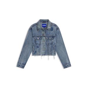 Джинсовая куртка свободного кроя с вышитыми узорами HUGO, синий