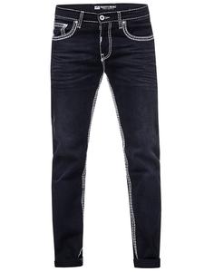 Джинсы "LEVIN" черного цвета с белой контрастной строчкой черного цвета Rusty Neal