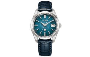 CITIZEN Часы Solar Quartz Movement Genuine Leather Strap Watch Men's Watch Blue Dial, Blue Dial