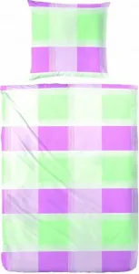 Постельное белье Cotton Seersucker, розово-зеленое, клетчатое, размеры: 155x220 см + 80x80 см Hahn