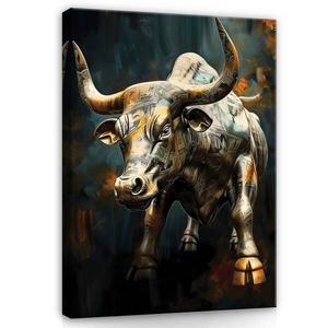 Картина на холсте Wallarena Bull Motivation Gold Statue, 40x60x2 см, многоцветный