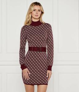 Платье Guess Jeans с потертым поясом, бургундия