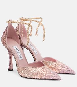 Атласные туфли Stevie 100, украшенные кристаллами Jimmy Choo, Silky Blus