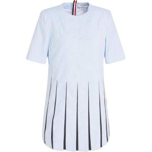 THOM BROWNE Женское платье с коротким рукавом светло-голубого цвета