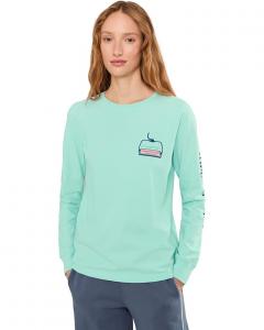 Женская футболка с длинным рукавом Vineyard Vines Ski Lift Logo Box, Aqua Haze