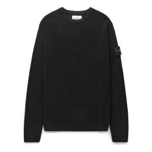 Свитер logo patch chunky knit jumper 'black' Stone Island, черный