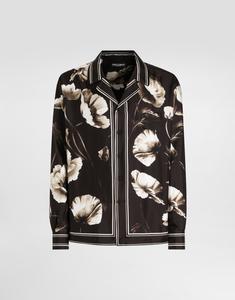 Сорочка из шелкового твила с принтом мака Dolce & Gabbana, принт