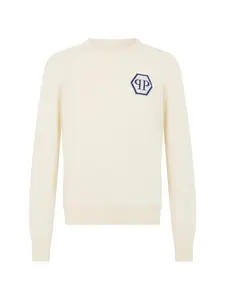 Кашемировый джемпер с логотипом Hexagon Philipp Plein, бежевый