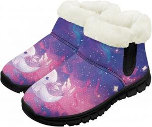 Детские зимние ботинки для девочек и мальчиков, утепленные, с меховой подкладкой, водонепроницаемые, легкие, противоскользящие Chririnla, Galaxy Axolotl