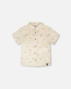 Рубашка из поплина с коротким рукавом, бежевый с принтом «сафари» Deux Par Deux