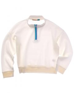 Винтажный Гавана цветной пуловер с четвертью молнией Vintage Havana, белый