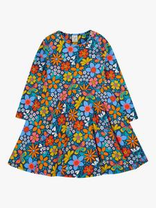 Детское платье Sofia из хлопка с длинными рукавами в стиле скейтер Frugi, Navy/Retro Floral
