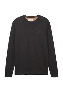 Пуловер, круглый вырез, ребристые манжеты, мужской TOM TAILOR, цвет Black Grey