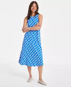 Женское миди-платье-комбинация без рукавов с принтом On 34th, синий