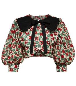 Льняная блузка с принтом граната Agua by Agua Bendita, Esmeralda