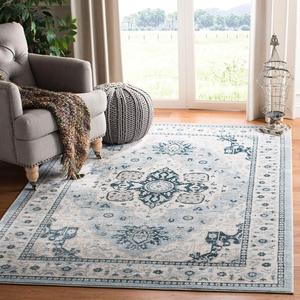 Ковер SAFAVIEH, 275 x 366 см, Isabella Collection, Light Blue & Cream, Oriental Design, Non-Shedding & Easy Care, идеален для помещений с высокой проходимостью в гостиной, спальне (ISA936M)