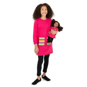 спортивное платье для девочек и подходящее кукольное платье Leveret, розовый