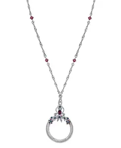 Ожерелье с увеличительным стеклом из серебристого голубого и фиолетового кристалла, 30 дюймов 2028, blue