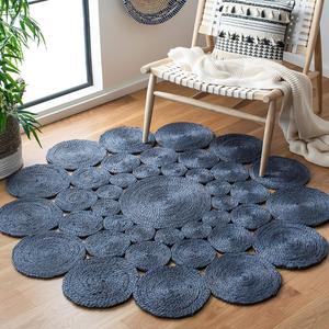 SAFAVIEH Natural Fiber Round Collection круглый ковер 92 x 92 см Navy NF363N ручной работы в стиле бохо-шик и фермерский дом из джута