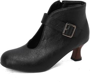 Женские ботильоны на каблуке-китен с боковой молнией, для офиса, с круглым носом, короткие, большого размера BLXQPYT, Black