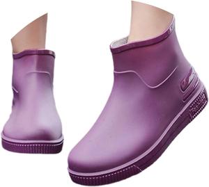 Женские резиновые сапоги для взрослых, широкие голенища, короткие дождевые сапоги, водонепроницаемая обувь для дождя, зимняя модная обувь для работы на улице и в саду Generic, Purple