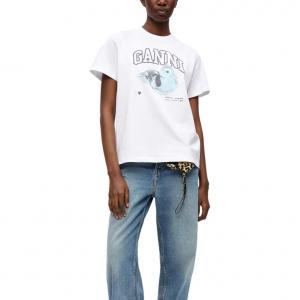 Футболка с принтом логотипа GANNI, ярко-белый