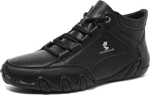 Мужские кожаные ботинки Qacksv до середины икры. Классические повседневные ботинки, удобные ботинки до щиколотки с противоскользящей подошвой, прочные стильные ботильоны для улицы, черный