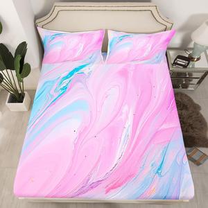 Erosebridal Комплект постельного белья Tie Dye Marbling с мраморным принтом в пастельных розовых тонах из мягкого хлопка, Multi 02