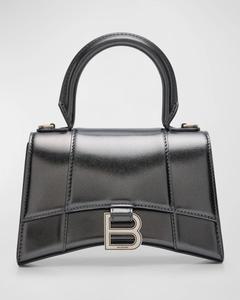 Металлизированная сумка Hourglass XS Balenciaga, цвет 1314 Steel Grey