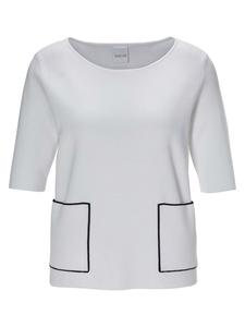 MADELEINE Элегантный вискозный свитер с круглым вырезом, бело-черного цвета