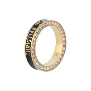 DIOR Кольцо с кристаллом и логотипом бренда Unisex Black