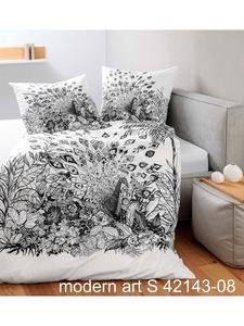 Постельное белье Janine Cotton Modern Art в черно-белом цвете с павлином Janine, 135 x 200 + 80 x 80 см